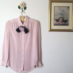🆑NWT Kate Spade Rosette Bow Silk Shirt